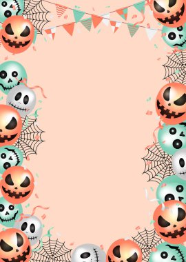 Balon motifli Cadılar Bayramı poster şablonu (A4 boyut portresi) β 124; metin yok