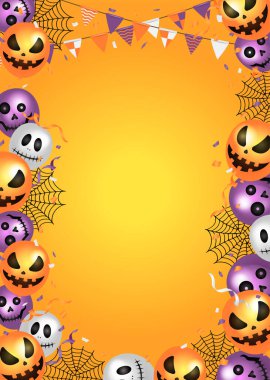 Balon motifli Cadılar Bayramı poster şablonu (A4 boyut portresi) β 124; metin yok