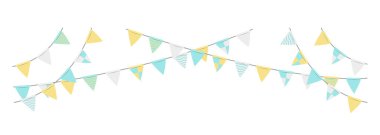 Bunting çelenk (flamalı bayraklar) dekorasyon çizimi