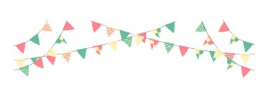 Bunting çelenk (flamalı bayraklar) dekorasyon çizimi