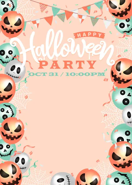 Balon motifli Cadılar Bayramı partisi poster şablonu (A4 boyut portresi) 