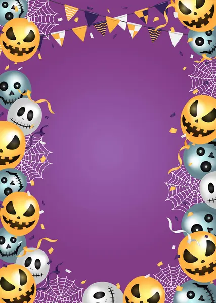 Balon motifli Cadılar Bayramı poster şablonu (A4 boyut portresi) β 124; metin yok