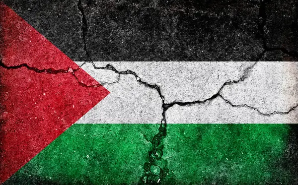 Illustration Der Grunge Flagge Rissiger Betonhintergrund Palästina — Stockfoto