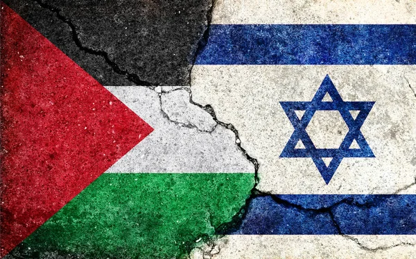 Израиль Против Палестины Военный Кризис Политический Конфликт Иллюстрация Флага Гранж — стоковое фото