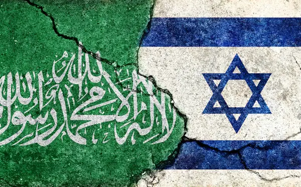 Israel Gegen Hamas Kriegskrise Politischer Konflikt Grunge Country Flagge Illustration — Stockfoto