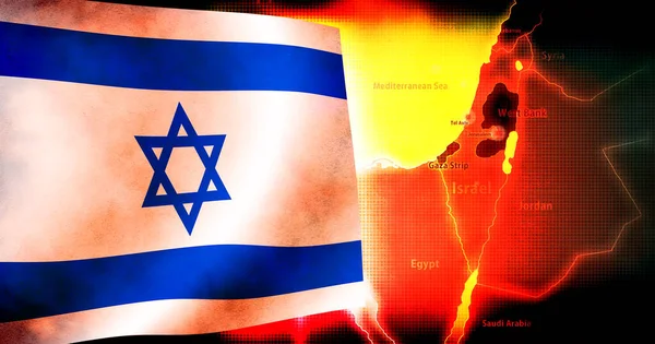 Conflicto Entre Israel Palestina Ilustración Bandera — Foto de Stock