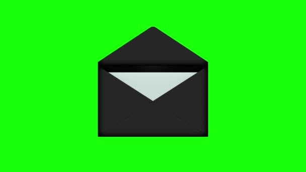 打开信封并打开里面的纸张的4K动画 彩色键的绿色背景 — 图库视频影像
