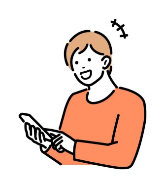 Akıllı telefonlu bir adamın vektör çizimi