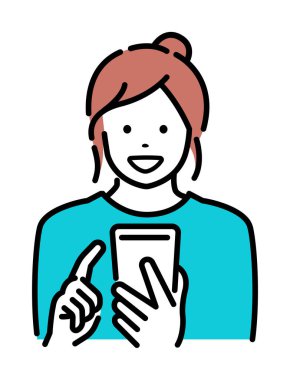 Akıllı telefonlu bir kadının vektör çizimi