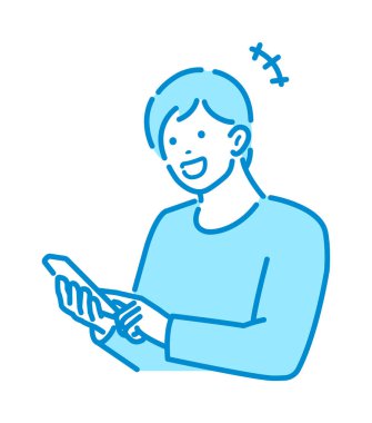 Akıllı telefonlu bir adamın vektör çizimi