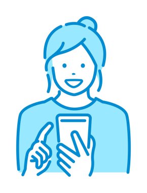 Akıllı telefonlu bir kadının vektör çizimi