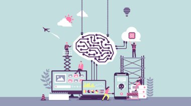 Üretici AI (yapay zeka) vektör sancak illüstrasyonu