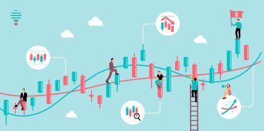 Hisse yatırım motifli vektör pankartı illüstrasyonu