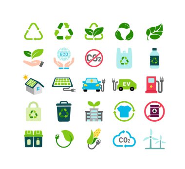 Ekoloji temalı vektör resimleme seti (renk sürümü )