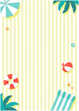 Summer Beach vektör arkaplan illüstrasyonu (poster, el ilanı vesaire için portre boyutu). ) 