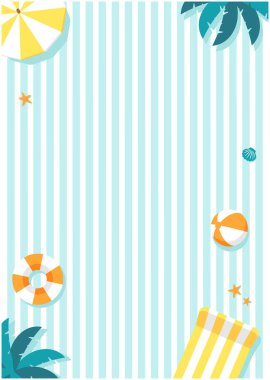 Summer Beach vektör arkaplan illüstrasyonu (poster, el ilanı vesaire için portre boyutu). ) 