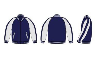 Saten beyzbol ceketi (saten üniversite ceketi) vektör şablon çizimi