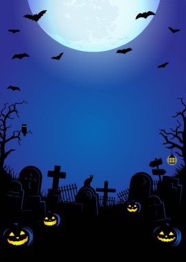 Cadılar Bayramı vektör çizimi. Poster (pilot) şablon tasarımı (metin alanı) / logo yok