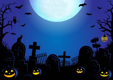 Cadılar Bayramı vektör çizimi. Poster (pilot) şablon tasarımı (metin alanı) / logo yok