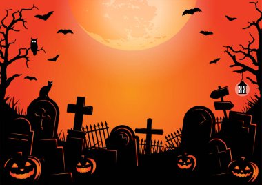 Cadılar Bayramı vektör çizimi. Poster (pilot) şablon tasarımı (metin alanı) / logo yok