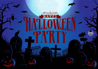 Cadılar Bayramı parti vektör illüstrasyonu. Poster (pilot) şablon tasarımı (metin alanı) 