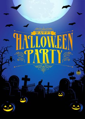 Cadılar Bayramı parti vektör illüstrasyonu. Poster (pilot) şablon tasarımı (metin alanı) 