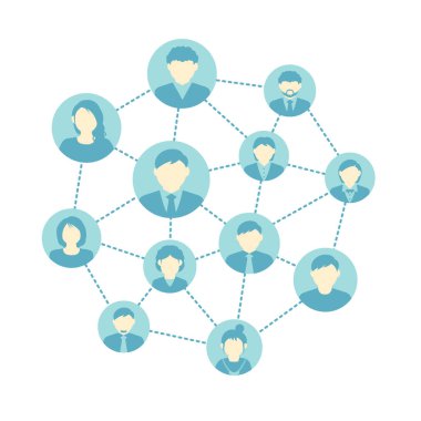 İnsan ilişkileri ve bağlantılarının vektör illüstrasyonu