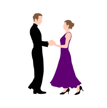 Dans eden kadın ve erkeklerin siluet çizimi