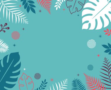 Tropikal yaz yapraklarının arkaplan çizimi