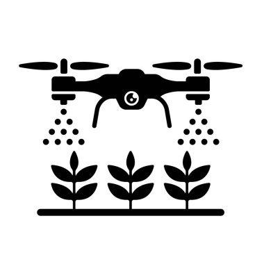 Drone, kuadkopter vektör simge illüstrasyonu (tarım otomasyonu)
