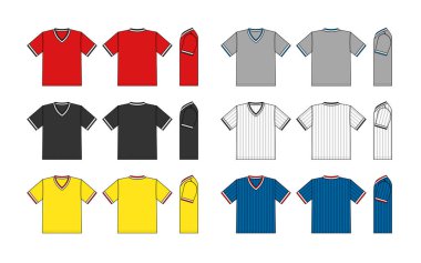 T-shirt şablon çizim seti (çok renkli tırtıklı kollar)