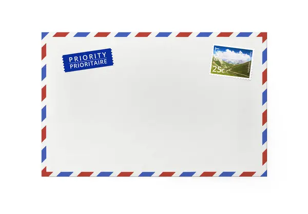 Enveloppe Papier Blanc Pour Lettre Recto Avec Timbre — Photo