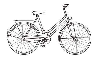 Klasik kadın bisiklet çizimi - stok çizimi.
