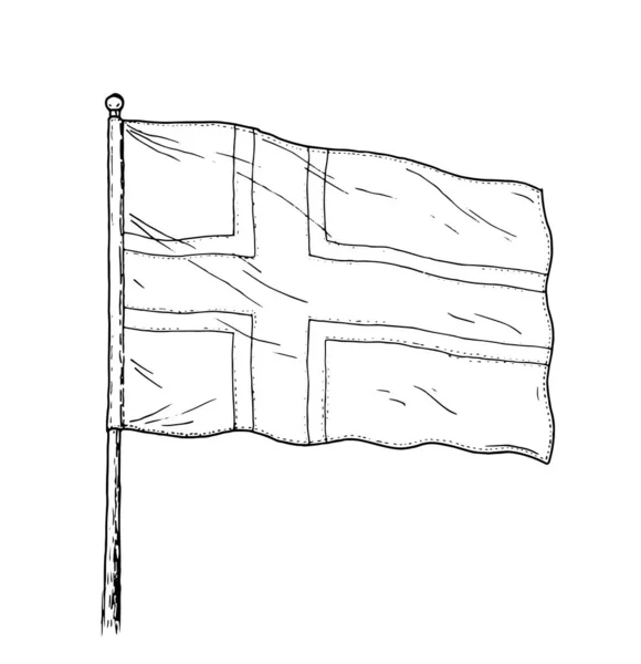 Bandeira Noruega Desenho Islândia Vintage Como Ilustração Bandeira Colorida Contorno — Vetor de Stock