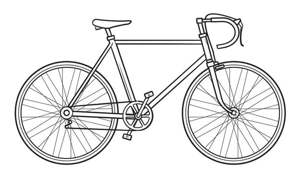 Klassisk Racing Cykel Kontur Ritning Stock Illustration — Stock vektor
