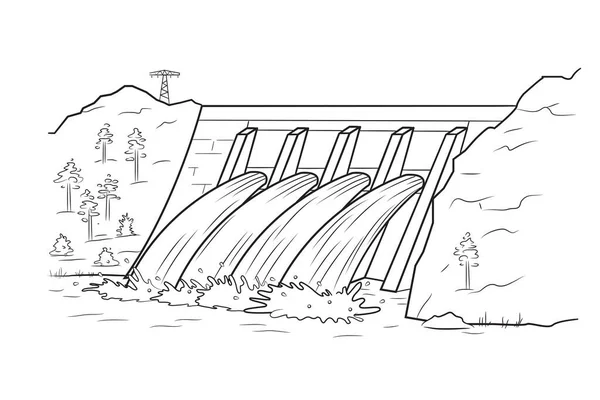 Abbildung Zum Vektor Bestand Von Wasserkraftwerken — Stockvektor