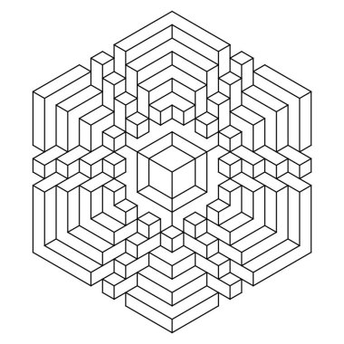 Yetişkinler için kolay renklendirme sayfaları. Geometrik soyut mandala boyama sayfası. Altıgen şeklinde basit bir mandala. EPS 8. 671 numara.