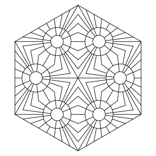 Yetişkinler Için Kolay Renklendirme Sayfaları Geometrik Soyut Mandala Boyama Sayfası — Stok Vektör