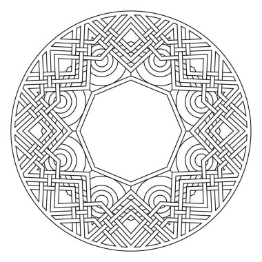 Yetişkinler için kolay boyama sayfaları. EPS 8 'de geometrik soyut mandala basit mandala boyama sayfası. 642 numara.