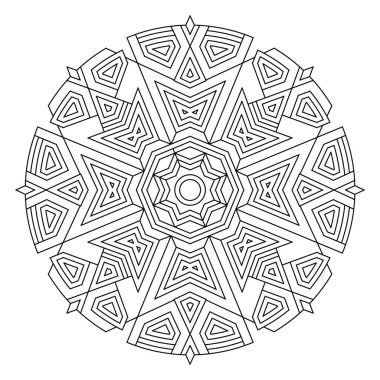 Yetişkinler için kolay boyama sayfaları. EPS 8 'de geometrik soyut mandala basit mandala boyama sayfası. 645 numara.