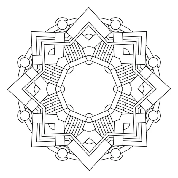 Pagine Colorare Semplici Adulti Disegno Colorare Pagina Mandala Geometrico Astratto — Vettoriale Stock