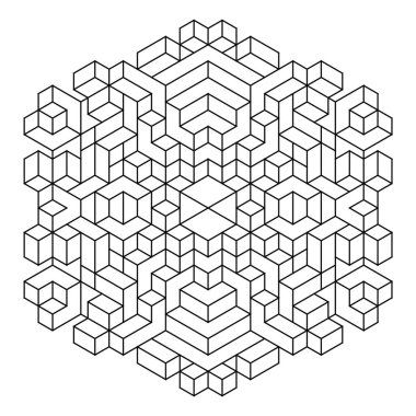 Yetişkinler için kolay renklendirme sayfaları. Geometrik soyut mandala boyama sayfası. Altıgen şeklinde basit bir mandala. EPS 8. 683 numara.