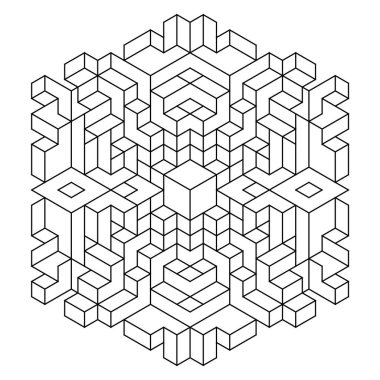 Yetişkinler için kolay renklendirme sayfaları. Geometrik soyut mandala boyama sayfası. Altıgen şeklinde basit bir mandala. EPS 8. 681 numara.