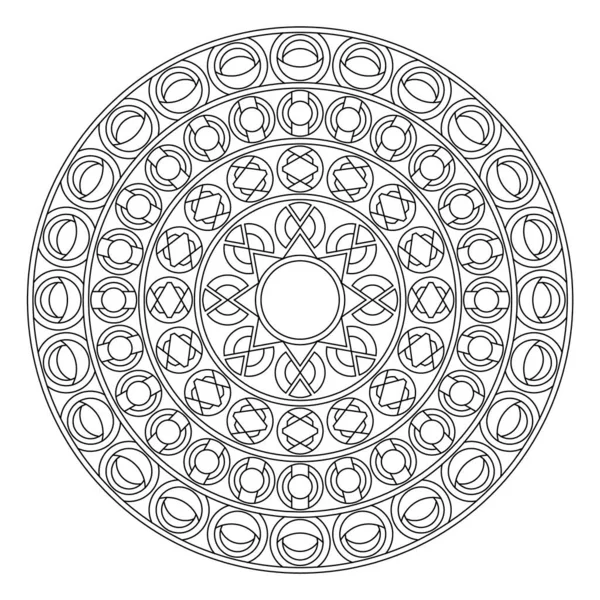 Coloriage Facile Pour Adultes Coloriage Mandala Abstrait Géométrique Mandala Simple — Image vectorielle