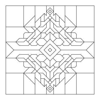 Yetişkinler için kolay renklendirme sayfaları. Geometrik soyut fayans deseninin renklendirme sayfası. EPS 8. 726 numara.