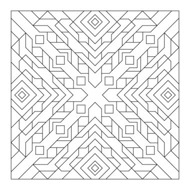 Yetişkinler için kolay renklendirme sayfaları. Geometrik soyut fayans deseninin renklendirme sayfası. EPS 8. 727 numara.