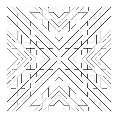 Yetişkinler için kolay renklendirme sayfaları. Geometrik soyut fayans deseninin renklendirme sayfası. EPS 8. 725 numara.