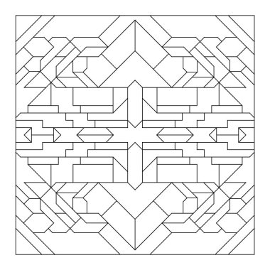 Yetişkinler için kolay renklendirme sayfaları. Geometrik soyut fayans deseninin renklendirme sayfası. EPS 8. 728 numara.