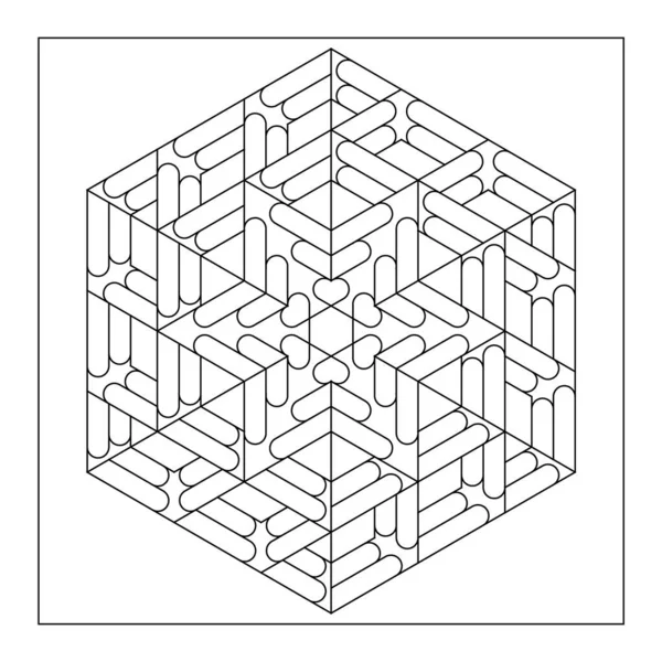 Yetişkinler için kolay renklendirme sayfaları. Geometrik soyut mandala boyama sayfası. Altıgen şeklinde basit bir mandala. EPS 8. 732 numara.