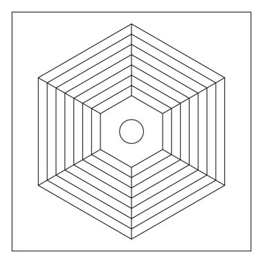 Yetişkinler için kolay renklendirme sayfaları. Geometrik soyut mandalın renklendirme sayfası. Altıgen şeklinde basit mandala. EPS 8. 77 numara.